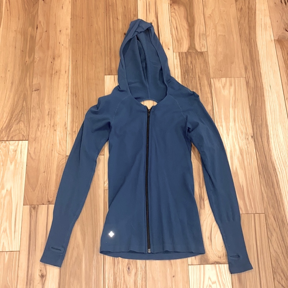 NUX Sleek Sweat zip up jacket sz small Teal/ blue